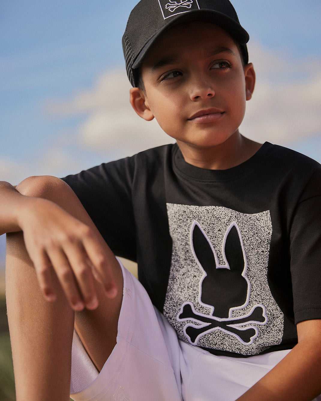 Tees Psycho Bunny Livingston Graphic Tee Noir Enfant | FDX-96451362